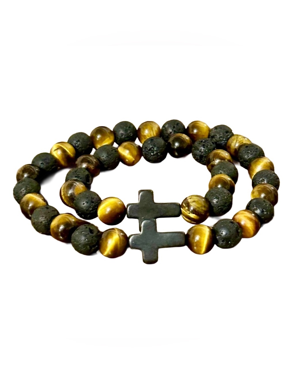 Handmade Beaded Cross Bracelet Father & Son Set